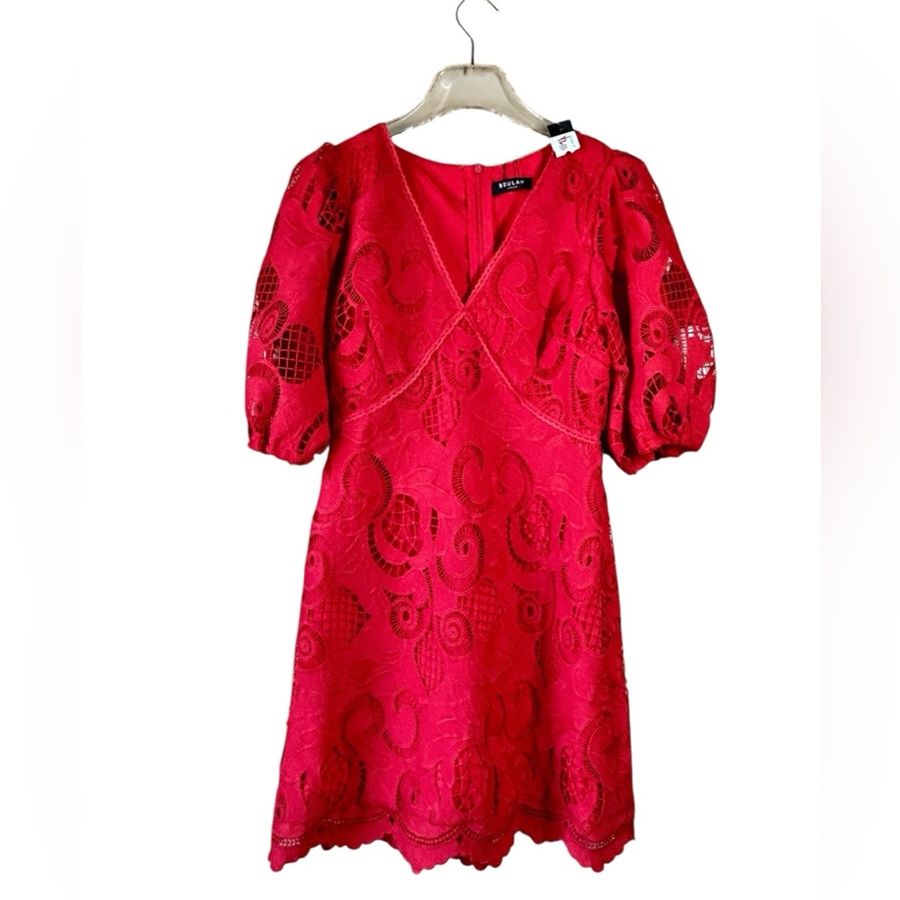 New Beulah Style Size Small Red Lace Mini Dress